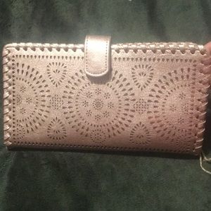Faux Leather Rose Gold Stencilled Wallet/Pocket Book